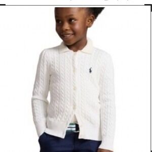 Polo Ralph Lauren Cable Knit Cardigan White XL (16) New With Tags